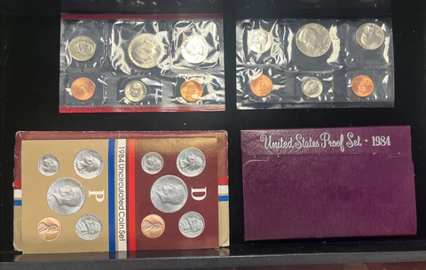 1984 US Mint Proof Set and Uncirculated Coin Set Cover