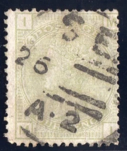 GB 1877 QV SG153, 4d sage-green plate 16, USED. Cat £300 IM -CORNER PERF FOLDED - Picture 1 of 2