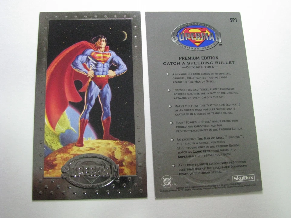 Superman Man of Steel Platinum Premium Promo Card SP1 Skybox 1996 - Image 1 of 1