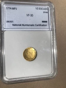 1774 Spain Charles III Gold Half Escudo M PJ - Picture 1 of 4