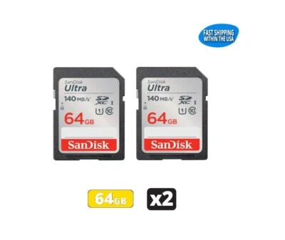 Sandisk Ultra 64GB SD cards for Camera / Trail Camera / Computers  (2 Pack) - Image 1 of 4