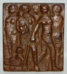 Relief, Karl Kluth, Frauen mit Kindern, Bronze, Plakette, Kunstguss, Gussbild - Picture 1 of 3