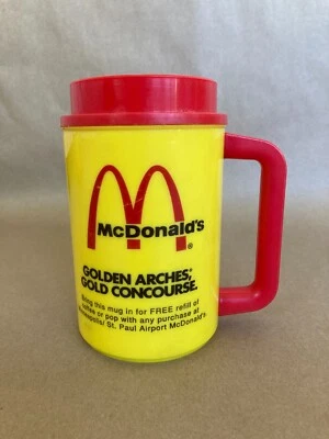 Taza de café McDonalds Airport Golen Arches Golden Concourse años 90 sin tapa Foto 1 de 4