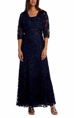 Women’s Formal Dress SZ 8,10,14 R&M Richards Soutache Dress & Bolero Jacket Set - Image 1 of 4