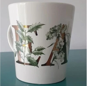 4-Piece Williams Sonoma Winter Foliage PEACE 14 oz White Porcelain Mug Set - Picture 1 of 6