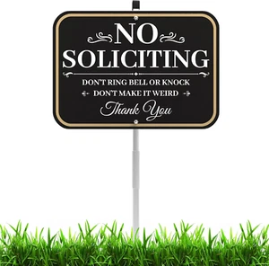 Cartello No Soliciting per Casa, No Soliciting Yard Cartello 14" X 10"/28 Pollici di Altezza, Me - Foto 1 di 7