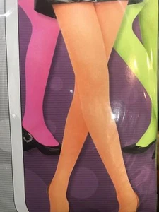 Calze collant adulto in nylon colore fluo rosa/giallo/arancio idea per festa - Picture 1 of 4