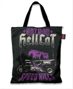 Hotrod Hellcat Speed Kills Tote Bag Drag Racing Gothic Punk Rockabilly Biker - Picture 1 of 1