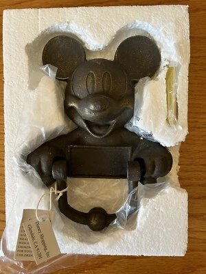 Llamador de puerta vintage Mickey Mouse bronce metal años 80 NUEVO placa de identificación incluida Foto 1 de 4