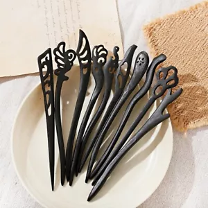 Hair Sticks Vintage Hairpins Carved Wooden Hair Fork Hair Clips Chopsticks Women - Picture 1 of 109