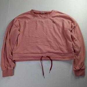 Puma Women’s Sweatshirt Pink Logo Round Neck Long Sleeve Drawstring Waist XL - Picture 1 of 8