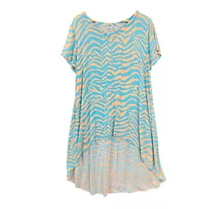 Boho Australia size L tunic top womens blue short sleeve | high low casual beach - Picture 1 of 19