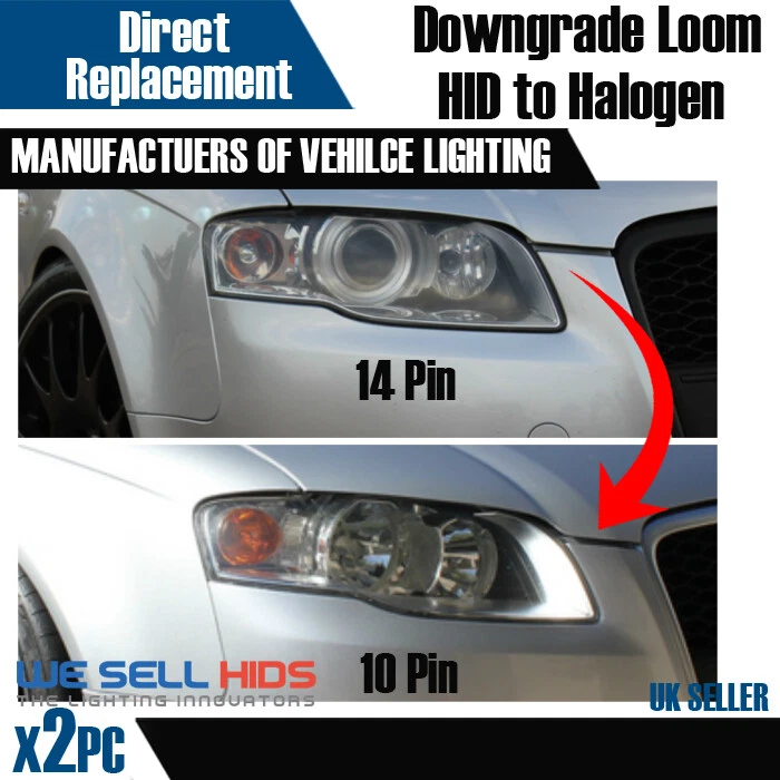 Audi A4 B7 Bi Xenon to Halogen Headlight Adapter DRL Wiring Loom Harness - Image 1 of 1