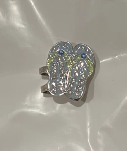 Navika Golf Magnetic Hat Clip /Ball Marker Swarovski Crystals 1x1” Flip Flops - Picture 1 of 9
