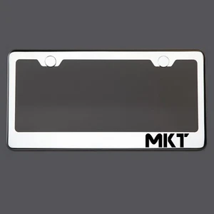 Polish Mirror License Plate Frame MKT Laser Etched Metal Screw Cap - Imagen 1 de 8