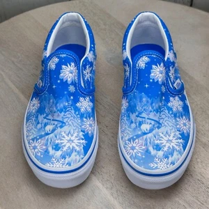 Vans Classic Kinder Winter Slipper Sneaker Gr. 2,5 blau weiß Schneeflocke Schuhe - Bild 1 von 14