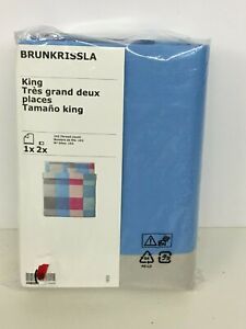 IKEA BRUNKRISSLA King Duvet Cover & 2 Pillowcase Pink Gray Blue New