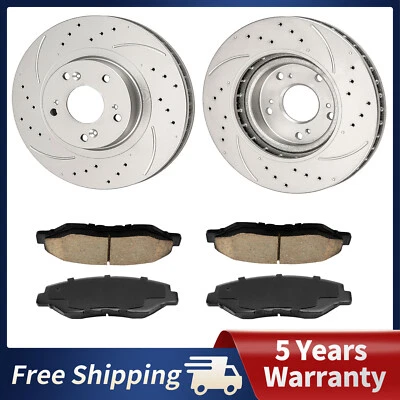 Pastillas de freno de cerámica rotores de disco perforados de freno delantero para Acura ILX 2013 2014 2015 Foto 1 de 4