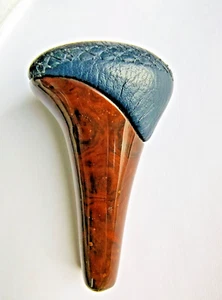 [Imperfect] Mercedes Benz W124 Burlwood Navy Blue Leather Shift Knob ONLY - Picture 1 of 3