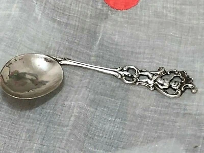 IMPRESIONANTE CUCHARA BEBÉ ART NOUVEAU CON QUERUBÍN Foto 1 de 4