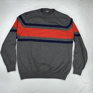 Neu ohne Etikett Paul Jones Herrenpullover gestreift grau/orange/blau Größe Large - Bild 1 von 3