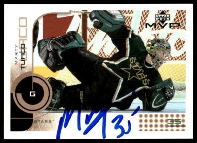 2002-03 Upper Deck MVP Hockey Card Marty Turco Dallas Stars #57 Signed - Image 1 of 2