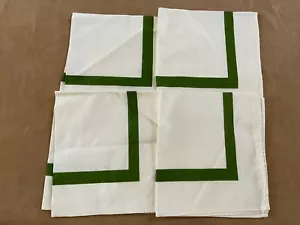 California Handprints set of 4 dark green stripe cloth napkins vintage MCM - Picture 1 of 3