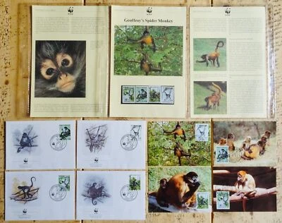 WWF Honduras GEOFFROY'S SPIDER MONKEY 1990 SET Stamps Postcard & 1st Day Cancel - Image 1 of 4