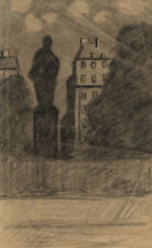 R. Smirnov, Russian Symbolist Night Vision – Original 1916 charcoal drawing