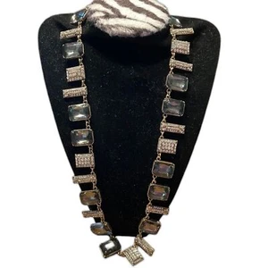 Your Bijoux Box Juliette necklace - long, adjustable rhinestone/black rectangles - Picture 1 of 3