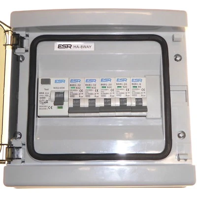 Consumer Unit 63 Amp 30mA RCD 5x MCB 6A 20A 32A Circuit Breaker Weatherproof - Image 1 of 4
