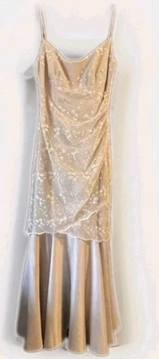 Y2K Morgan & Co Gold Lace Sz 13 14 Champagne Formal Mother Of Bride Dress Event - Image 1 of 4