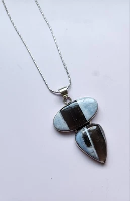 Colar pingente de pedra preciosa opala azul Owyhee  - Imagem 1 de 4