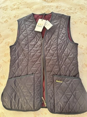 Barbour Jacket Womens 8 (USA) Navy Blue With Burgundy Lining Gilet Vest NWT - Image 1 of 4