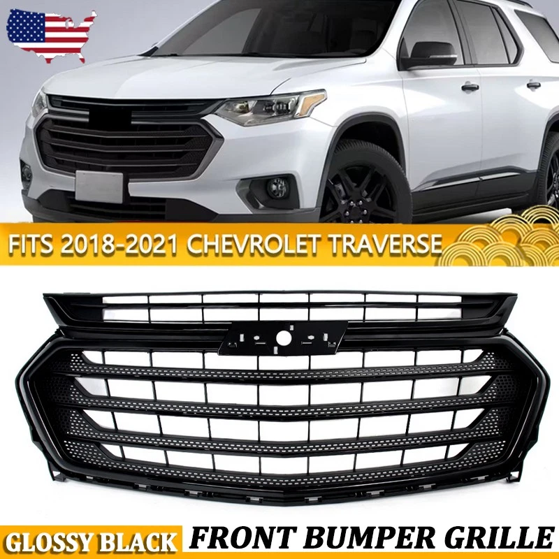 Front Bumper Grille Upper Grill Gloss Black For Chevy Chevrolet Traverse 2018-21 Foto 1 de 4