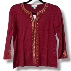 Cárdigan suéter AUSTIN REED clásicos manga 3/4 bordado lentejuelas nuevo con etiquetas - Imagen 1 de 15