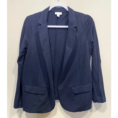 Chaqueta Blazer Jill Lino Mezcla Rayón Tejida Pequeña Frente Abierto Azul Marino  Foto 1 de 4