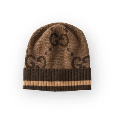 Gorro Gucci GG Cashmere Marrón Monograma Talla M Foto 1 de 4