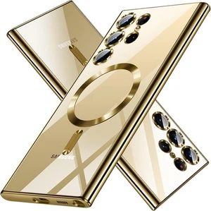 Custodia per Samsung Galaxy S24 Ultra (solo).Cover magnetica oro - Foto 1 di 9