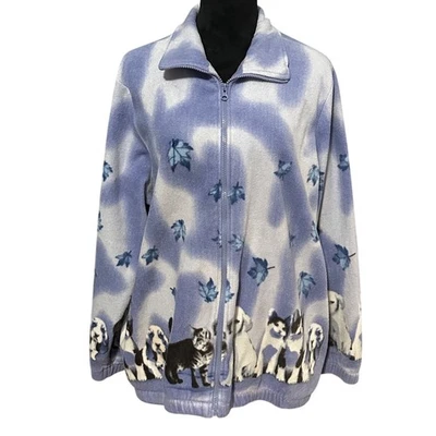 Chaqueta polar Blair XL para mujer con cremallera cachorros gatitos perro gato estampado acogedor otoño Foto 1 de 4
