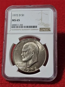 1972-D Uncirculated Eisenhower Dollar. NGC MS 65                       #MF-T5648 - Picture 1 of 2
