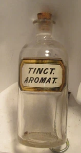 antique coker glass label bottle-Tinct. Aromat.ground inside lip basei N.Walton - Picture 1 of 3
