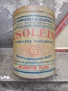 LA SOLÉÏNE Grand Pot Vaseline Naturelle Tole Lithographiée Publicitaire Ancienne - Picture 1 of 12