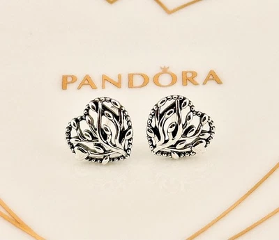 New Genuine Pandora Silver Flourishing Hearts Tree of Love Stud Earrings 297085 - Image 1 of 4