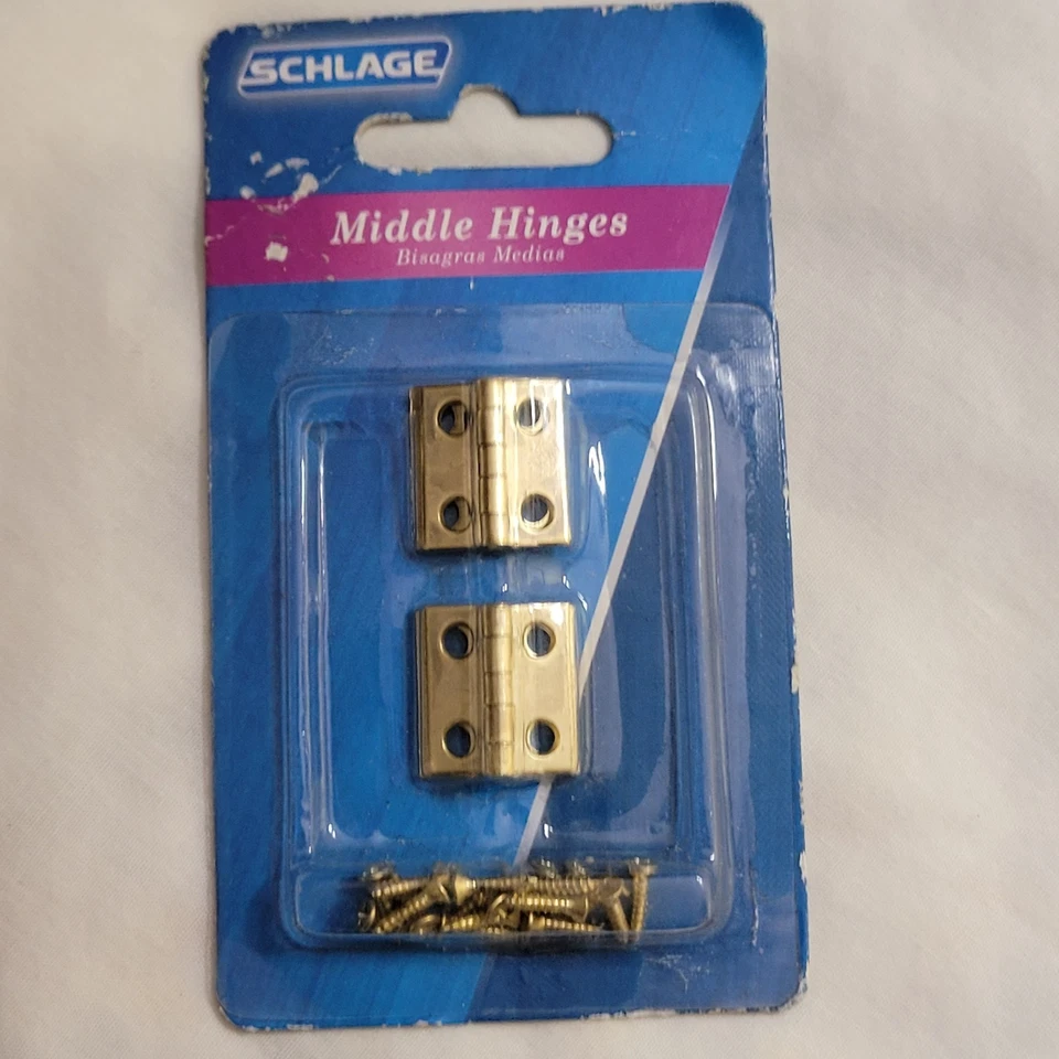 SCHLAGE MIDDLE HINGE BRIGHT BRASS  4 PER PACK W/SCREWS Model C9011B3 - Image 1 of 2