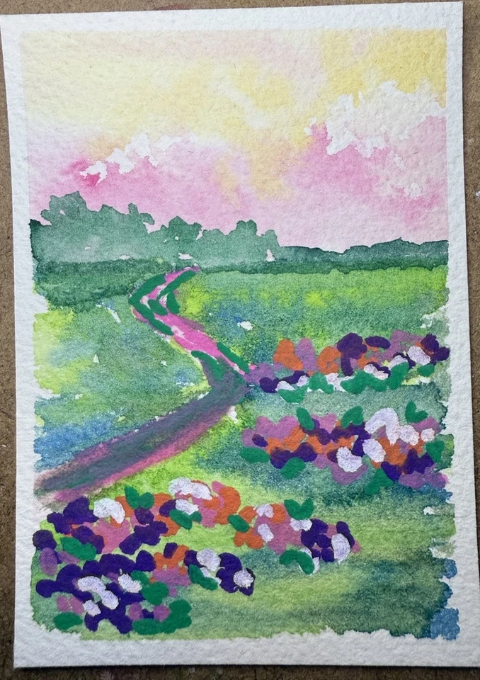 Pintura de arte de paisaje acuarela original ACEO 2,5”x 3,5” por Beth Szymanski Foto 1 de 1