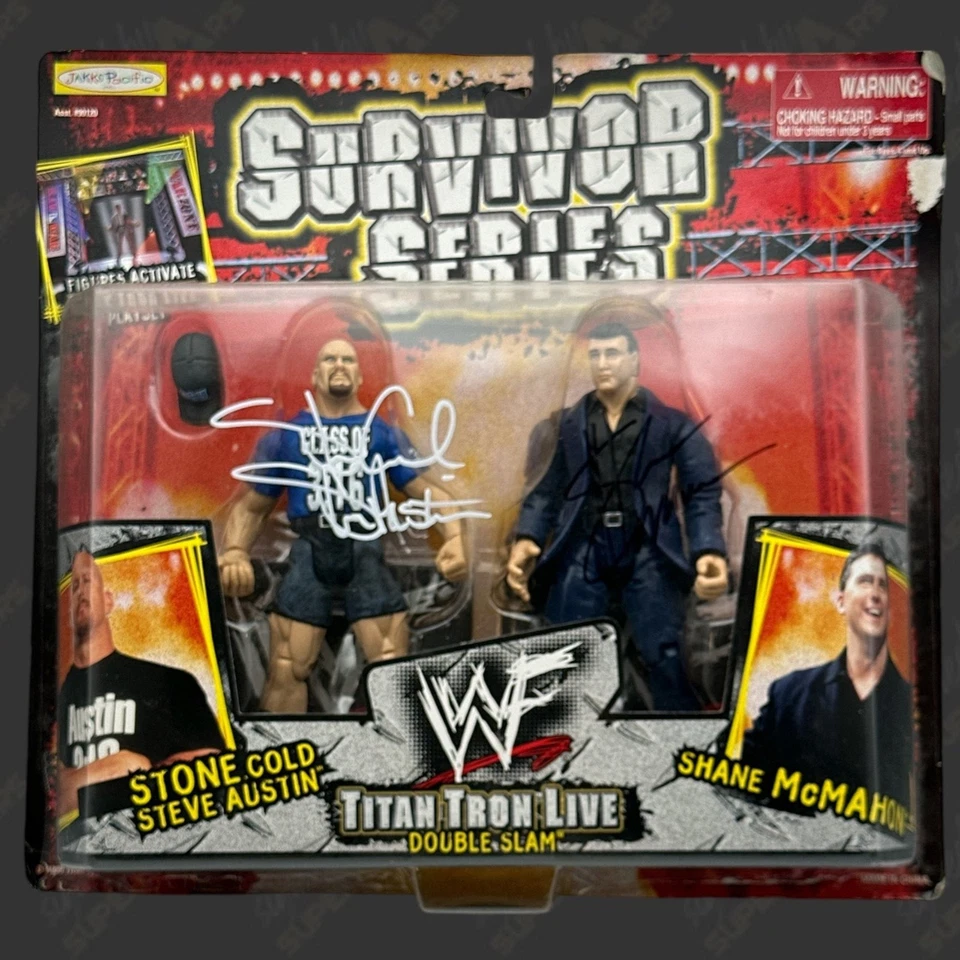 Stone Cold Steve Austin & Shane McMahon Doble Firmado WWF Survivor Series Acción Foto 1 de 1