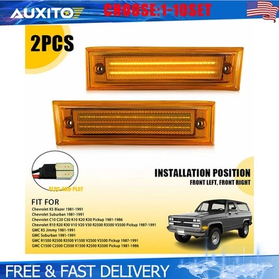 Luz de señalización lateral LED ámbar para Chevy/GMC C/K 1500 2500 C10 C20 1981-1991 2-10X Foto 1 de 4