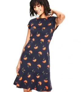 BODEN Rosetta Ponte Kleid blau gelb Blumen Stretch Jersey Tulpen ausgestellt 16 R - Bild 1 von 9