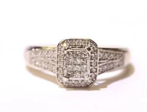 10k white gold .35ct invisible set princess diamond engagement ring 3.2g estate - Picture 1 of 6